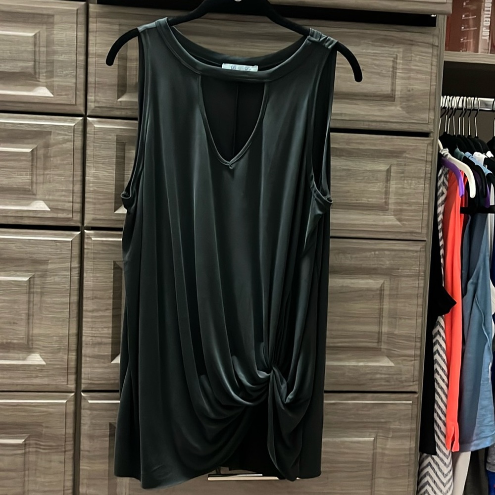 Deep black sleeveless dress top